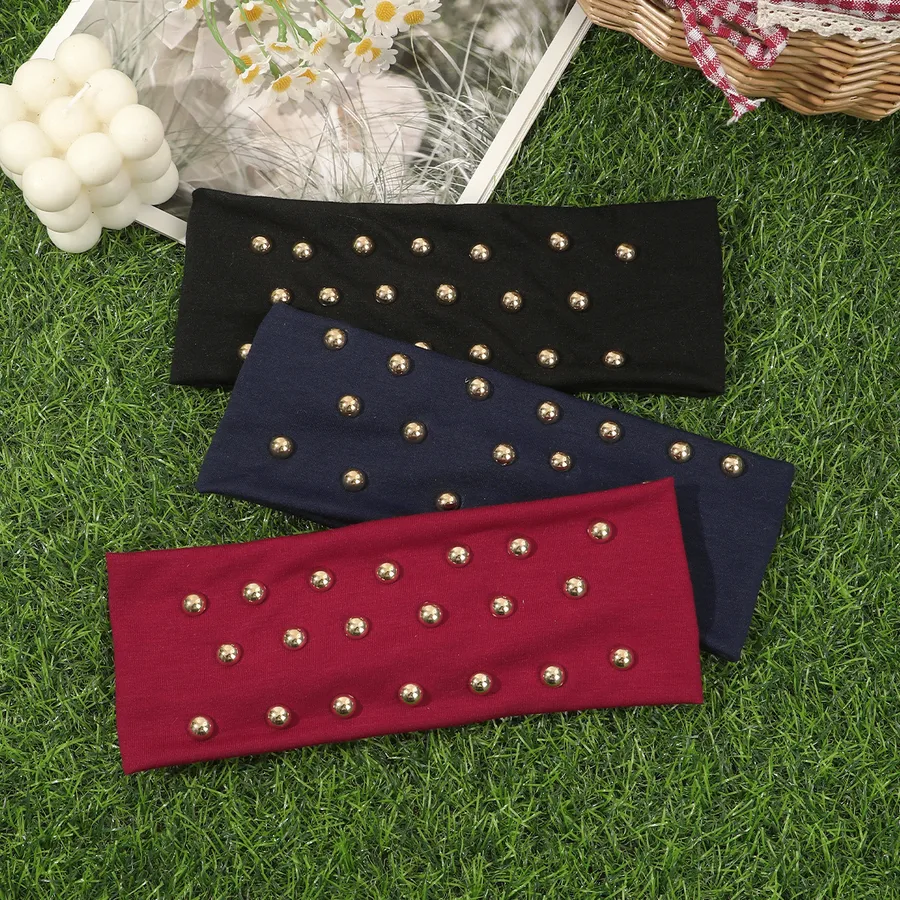 Retro Pearl Elastic Sports Yoga Headband for Women, Sweat-Absorbing Multi-Functional Hair Tie, Modern and Suitable for All Seasons