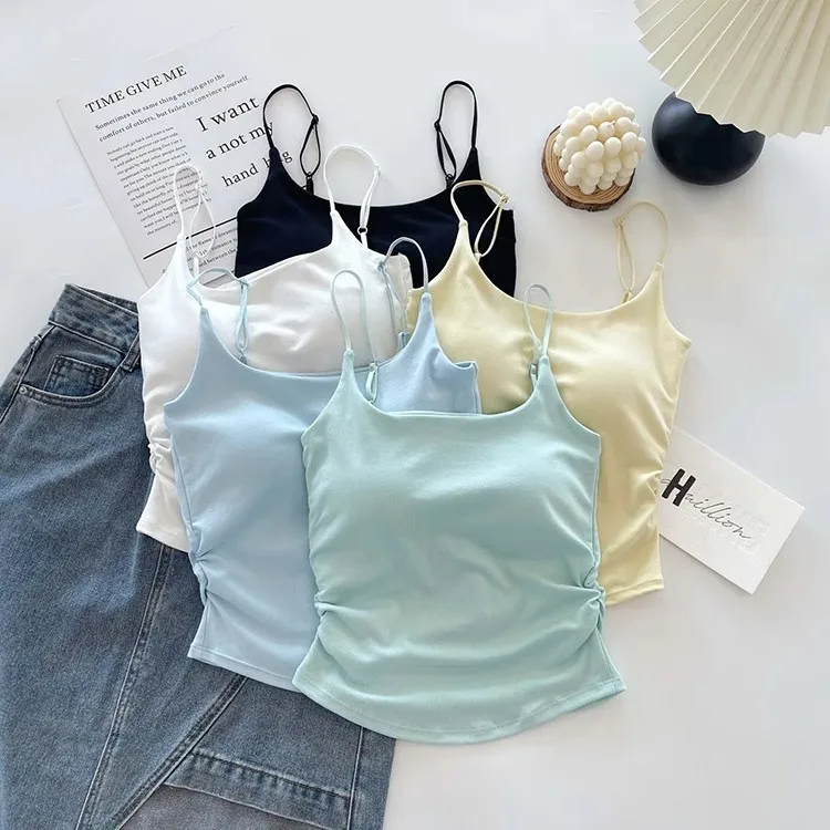 Haut plissé femme style Sweet & spicy – Matière Confortable &  Design séduisant avec bretelles, coques intégrées et dos travaillé, peut se porter en dessous ou en top tendance