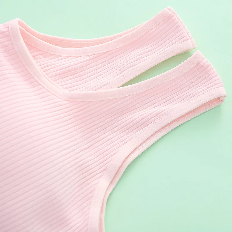 (Plusieurs coloris disponible) Brassière ultra courte– Sans armatures, coques intégrées, style débardeur, protection anti-transparence, idéale pour la période de croissance