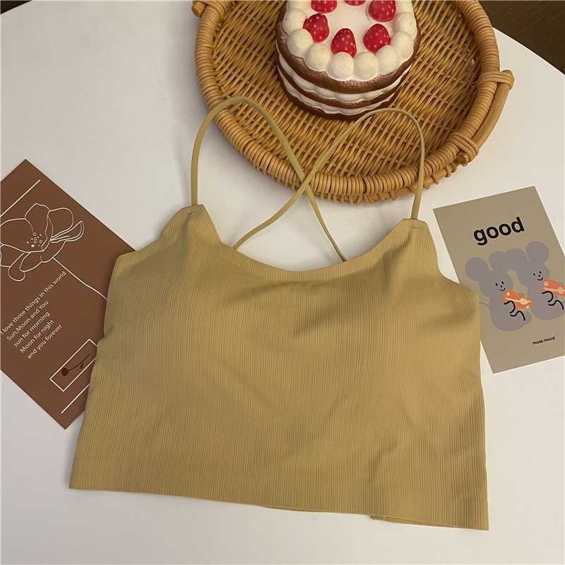 (Plusieurs coloris disponible)  Top femme bretelles croisées en nylon effet soie glacée – Style épuré, couleur unie, ultra confortable