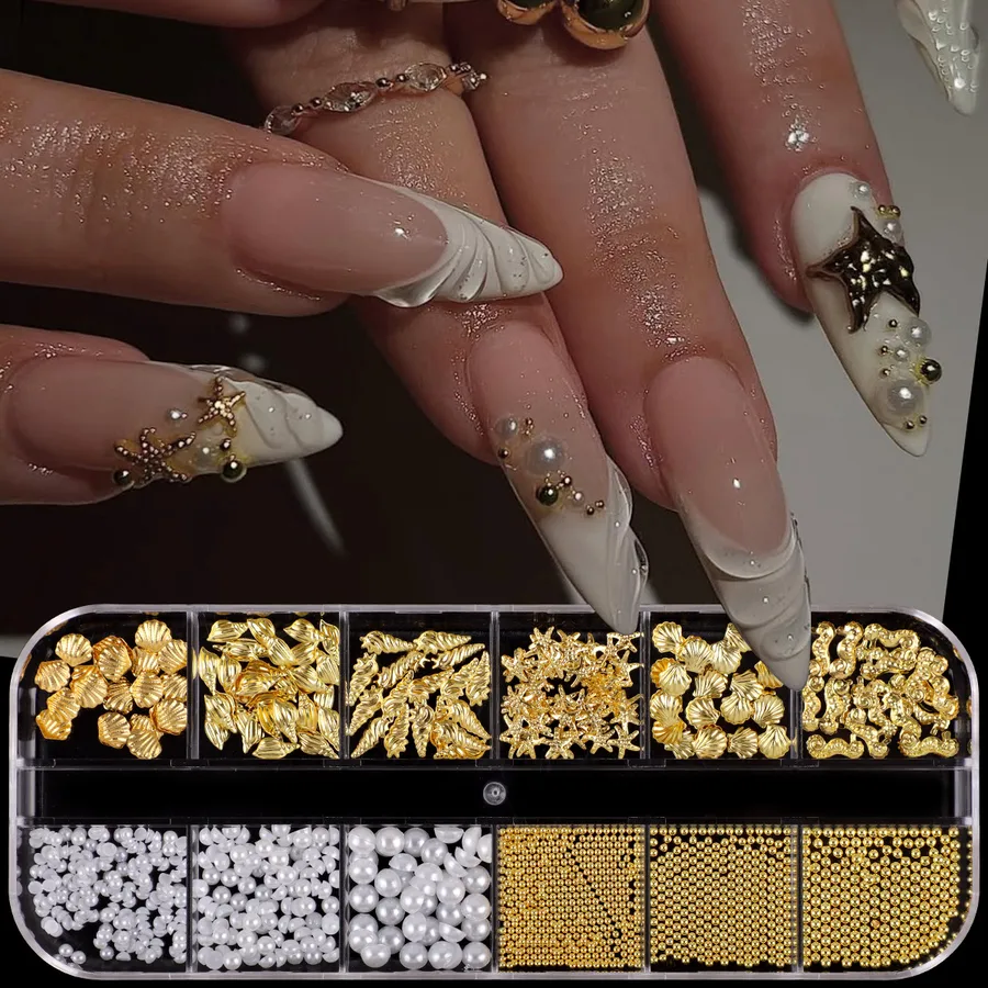 (Plusieurs Choix Disponible)  Bijoux Métalliques Or & Argent pour Ongles – Effet Bijoux